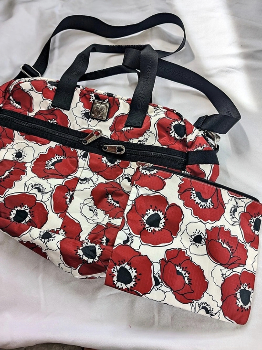 Brighton Floral Travel Bag in Red & White